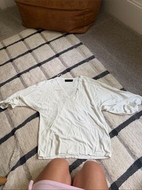 Zara Off-White V-Neck Dolman Sleeve Top